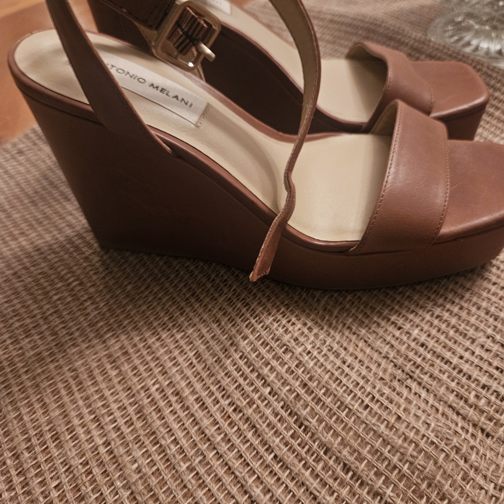 ANTONIO MELANI Tan Leather Platform Heels - Picture 2 of 5